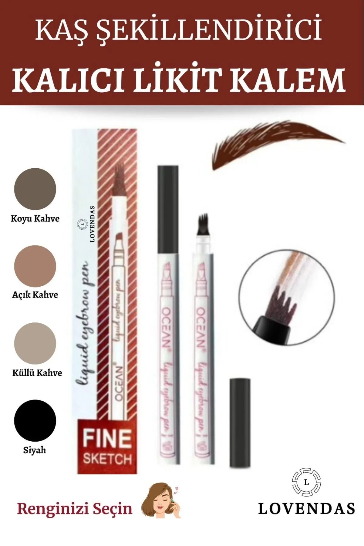 1 ALANA 1 BEDAVA Kalıcı Likit Kaş Şekillendirici Kalem - 24 saat suya dayanıklı